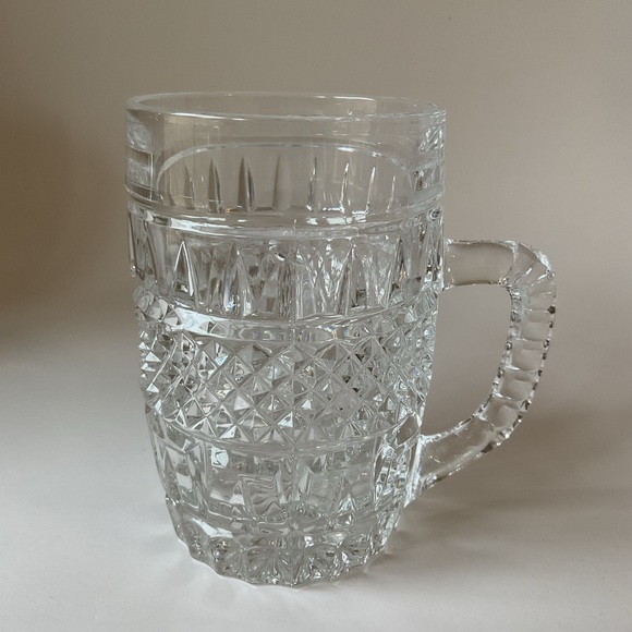 Bohemian Czech Cut Crystal Diamond Point Mugs Set of 2 Vintage 1980s - Picture 4 of 16